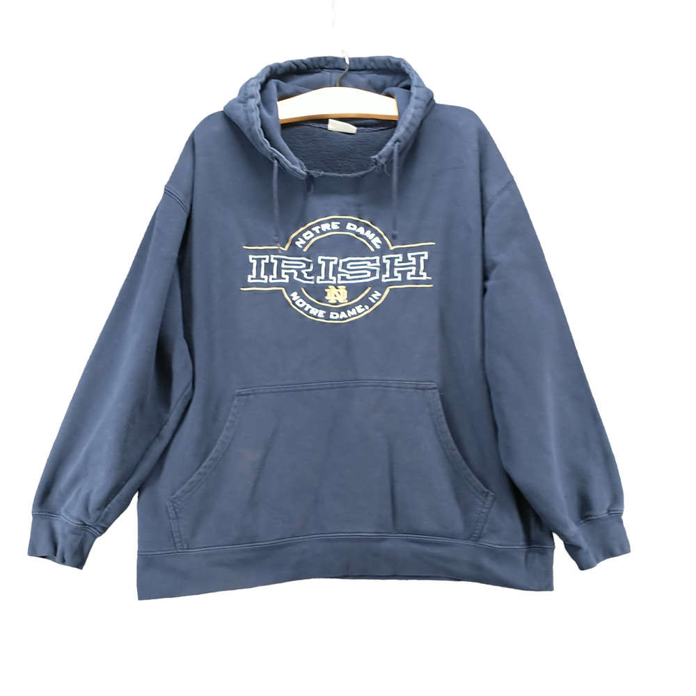 ProEdge Men's Hoodie Blue XL Notre Dame Irish Pullover Embroidered Logo